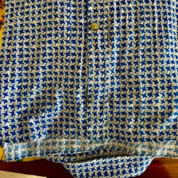 Kiton Luxury Blue Houndstooth Pattern Cotton Dress/Sport Shirt Sz Large, RT $800 - Picture 7 of 13